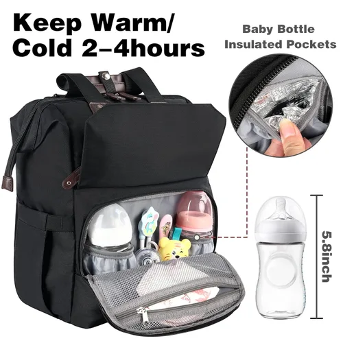 Miniatura 3 de Jiefeike Mochila para pañales para bebés, niños y niñas, bolsas de pañales portátiles para bebé, mochila para papá y mamá, bolsa de pañales