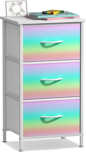 Sorbus Mesita de noche con 3 cajones, mueble de noche y mesa auxiliar para el hogar, accesorios de dormitorio, oficina, dormitorio universitario,