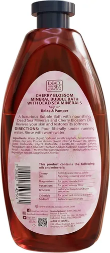 Miniatura 7 de Dead Sea Collection Baño de burbujas con flor de cerezo para mujeres y hombres, aceite de semillas de cereza y sal del mar muerto, piel nutritiva e