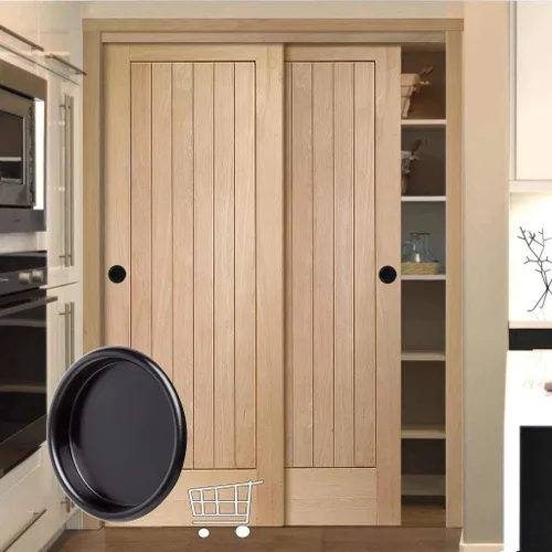 Miniatura 5 de 6 tiradores de dedo para puerta de armario de 2-1/8 pulgadas, color negro, circulares fáciles de poner, no necesitan clavos, perfecto para bolsillo