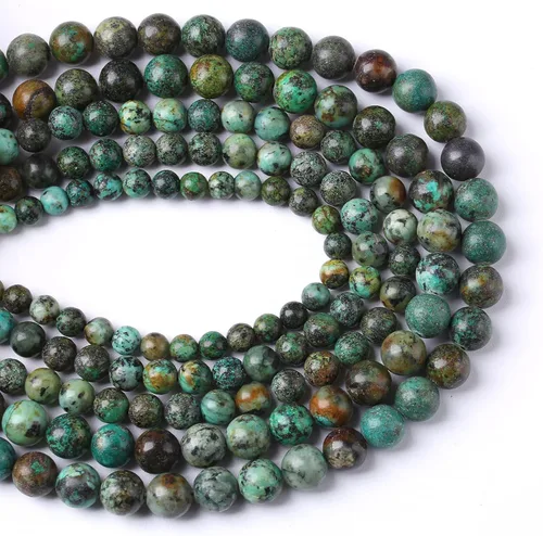 Miniatura 3 de 45 cuentas de piedra turquesa africana natural de 0.315 pulgadas para hacer joyas, cuentas redondas sueltas de piedras preciosas para manualidades