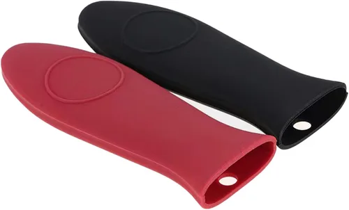 Miniatura 9 de Paquete de 2 fundas de silicona para mango de sartén de hierro fundido resistentes al calor, fundas para ollas y sartenes, soporte de mango de Negro