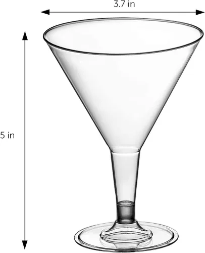 Miniatura 3 de DecorRack 24 vasos de Martini, 7 onzas, sin BPA, vaso de plástico en forma de V, perfecto para fiestas al aire libre, bodas, anfitriones, apilables