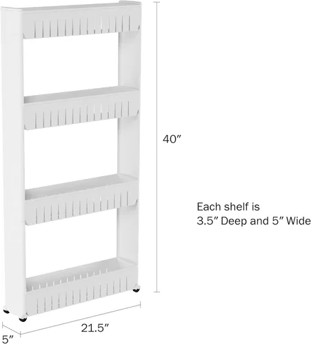 Miniatura 2 de Lavish Home Carrito con ruedas de 3 niveles, carrito organizador de estantes de cocina o baño de espacio estrecho, estantes de almacenamiento