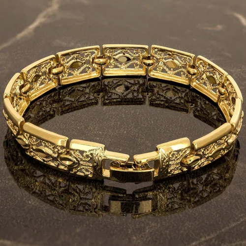 Miniatura 3 de LIFETIME JEWELRY Pulsera de filigrana para mujeres y hombres, dije chapado en oro real de 24 quilates, Chapado en oro, N_A