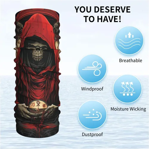Miniatura 6 de CASGTNZ skull grim reaper Death angel Abstract red Neck Gaiter Face Cover Balaclava Gaiter Mask for Men Women Bandana for Motorcycle Cycling Riding