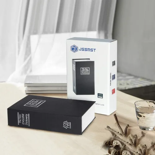Miniatura 6 de Caja fuerte con forma de libro con cerradura de combinación - Jssmst Caja fuerte de metal con camuflaje de diccionario para oficina en casa