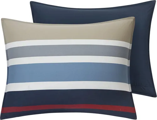 Miniatura 4 de Nautica - Juego de funda de edredón tamaño individual, ropa de cama reversible de algodón con cierre de botón, decoración informal para el hogar