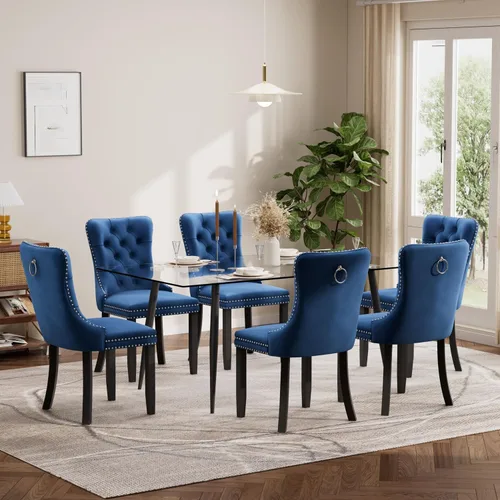 Miniatura 126 de Baysitone Juego de mesa de comedor de vidrio de 51 pulgadas para 4, juego de 5 piezas moderno de comedor, mesa de cocina rectangular de vidrio con 4