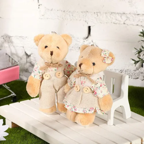 Miniatura 4 de 12 piezas de mini osos de peluche, mini oso de peluche de pareja con ropa de arpillera, juguetes de animales pequeños para decoraciones
