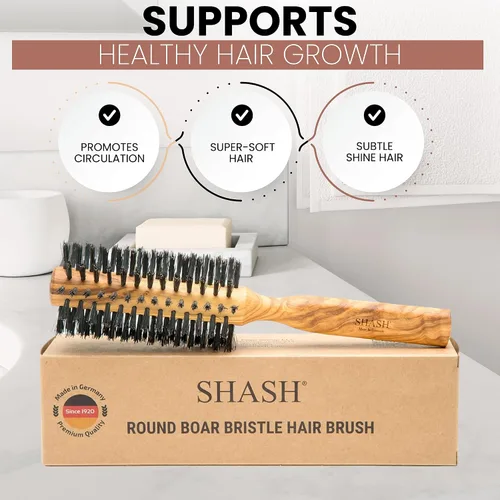 Miniatura 6 de SHASH Cepillo redondo de cerdas de jabalí, fabricado en Alemania, da volumen y revitaliza tu cabello con resultados más suaves y suaves