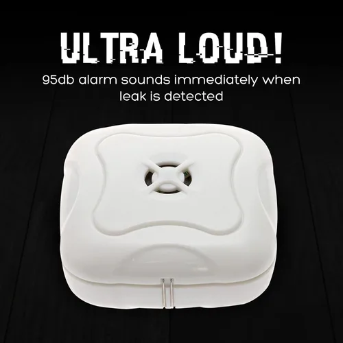 Miniatura 3 de Mindful Design - Paquete de 2 detectores de fugas de agua, sensor de alarma de detección de inundación de 95 dB para baños, sótanos, lavanderías