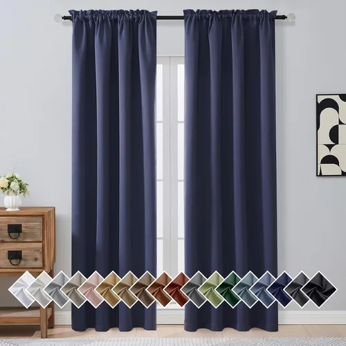Miniatura 134 de OVZME Cortinas opacas turquesa para tratamiento de ventanas pequeñas, cortinas cortas con bloqueo de luz para ventana de cocina sobre el fregadero