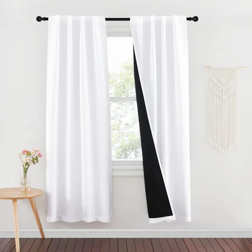 Miniatura 28 de NICETOWN Paneles de cortinas totalmente opacas para dormitorio que reducen el frío, cubiertas de ventana súper gruesas aisladas, cortinas Biscotti