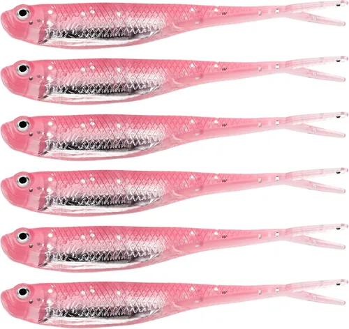 Miniatura 15 de QualyQualy 5 señuelos de pesca suaves de Swimbait, 6 unidades Jerk Shad Minnow Drop Shot Señuelo para Bass Bait Shad Señuelo suave Jerkbait para A-4#