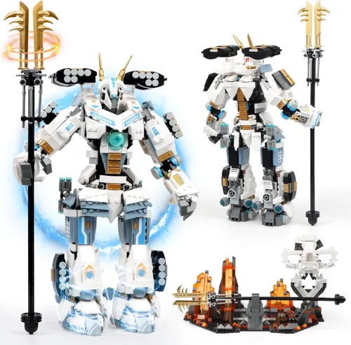 Miniatura 6 de HIGH GODO Samurai Mech Warrior - Juego de construcción de bloques de construcción de robot con espadas dobles, 923 piezas, regalo creativo