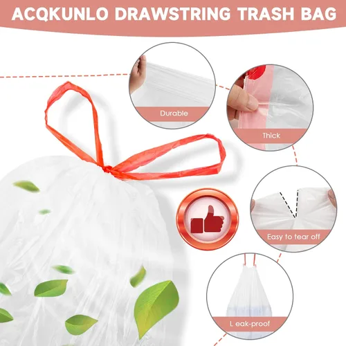 Miniatura 5 de Magesh - Bolsas de basura de 1.2 galones con cordón para baño, 125 unidades, mini bolsa de basura pequeña, sin perfume, de plástico grueso y fuerte