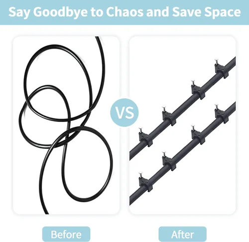 Miniatura 5 de Abnii Clips para Cables, 400 Piezas, 4mm 6mm 8mm 10mm, Clips de Pared para Alambre con Clavos de Acero, Clips Organizadores de Gestión de Cables