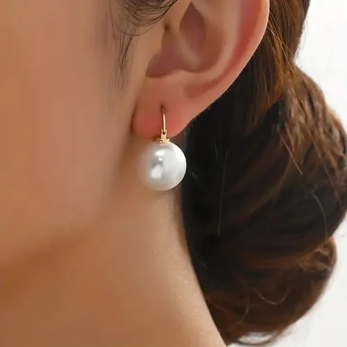 Miniatura 3 de Aretes de perlas para mujer, chapados en oro de 14 quilates, hipoalergénicos, aretes colgantes de circonita cúbica 5A, joyería elegante