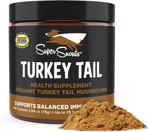 Super Snouts Suplemento en polvo de hongo de cola de pavo para perros y gatos (2.64 onzas), orgánico, fabricado en Estados Unidos, antioxidante y