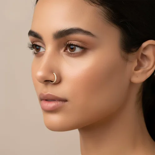Miniatura 7 de SmileBelle Anillos de nariz con bisagra de 14K de oro para mujeres 20G, anillo de tabique clicker de acero quirúrgico 316L, arete de aro Huggie
