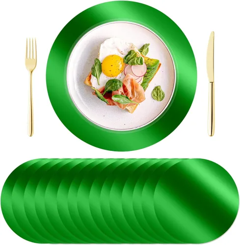 Miniatura 13 de KesaPlan 100 manteles individuales redondos azules, manteles individuales desechables de papel de 13 pulgadas para mesa de comedor, tapete de carga