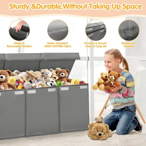 Miniatura 5 de AOBOPLE Cofre de juguetes extragrande, caja de juguetes de 50 x 15 x 12 pulgadas para niños y niñas, organizador de almacenamiento de juguetes