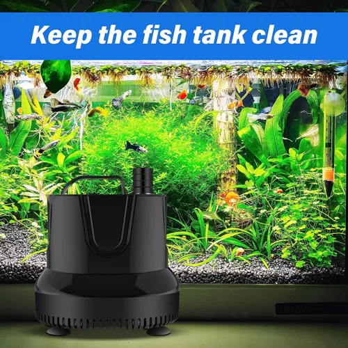 Miniatura 6 de YSSOA Bomba de agua sumergible de 800 GPH (3000 L/H, 60 W) con succión inferior, elevación de 9.8 pies de altura, 3 boquillas, ideal para pecera