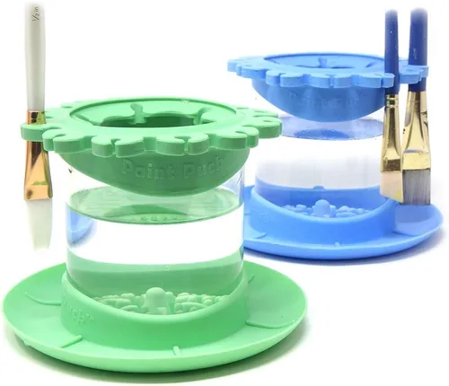 Miniatura 2 de Paint Puck Ultimate Rinse Cup Limpiador de pinceles de pintura (verde, taza) – Vaso de agua para pintura antiderrames y limpiador de pinceles