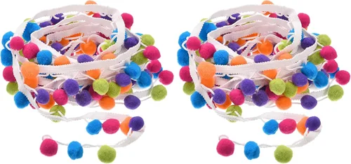 Miniatura 7 de uxcell 5 yardas con flecos de pompón, accesorio de costura de cinta para manualidades, para el hogar, cortina, ropa, almohada, decoración