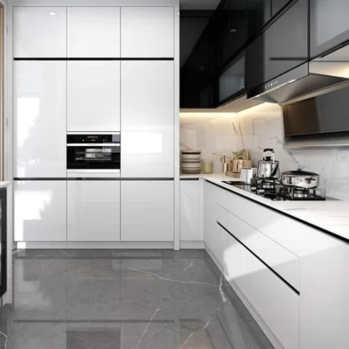 Miniatura 5 de Papel para empapelar blanco, papel de vinilo autoadhesivo, película decorativa para encimeras de cocina, armarios, muebles con brillo iridescente