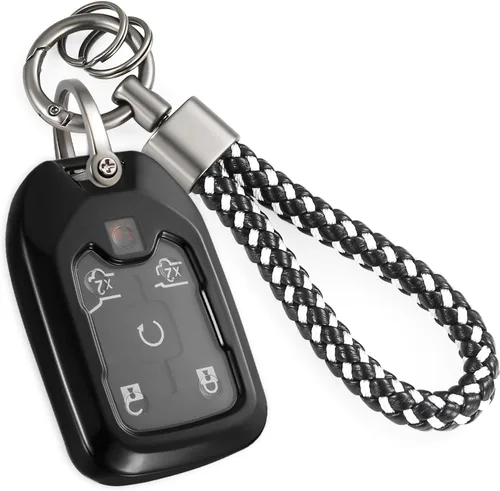 Miniatura 47 de Funda para llavero GMC con llavero de cuerda trenzada de metal antipérdida, exquisita funda suave para Tahoe Acadia Terrain Yukon Yukon XL Silverado