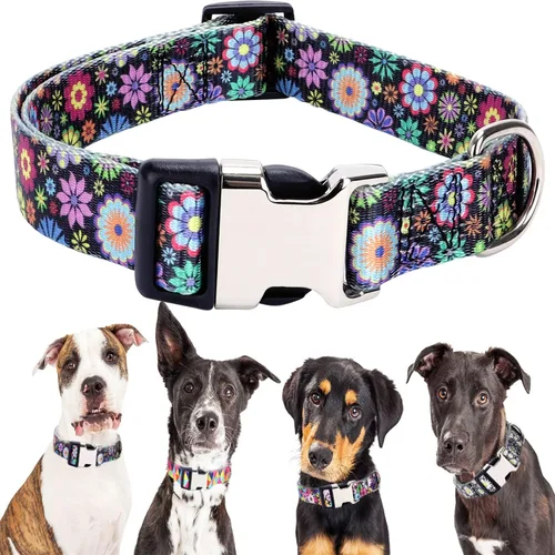 Miniatura 7 de Lindo collar para perros XS, pequeños, medianos y grandes, collar de nailon suave para mascotas, estampado 3D multicolor, collares ajustables