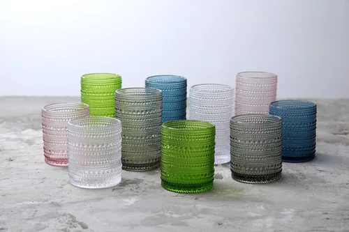Miniatura 6 de Fortessa Jupiter - Vaso de hobnail con cuentas, 13 onzas (juego de 4), color rosa