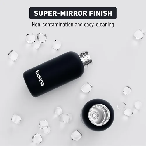 Miniatura 5 de Exllena Botella de agua pequeña de 12 onzas con clip, doble pared de acero inoxidable al vacío, pequeña botella de agua aislada que mantiene