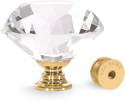 Miniatura 9 de CZC Home - 10 perillas de vidrio de diamante con asa tractora para gabinetes, armarios, cajones, cómodas, libreros, guardarropas