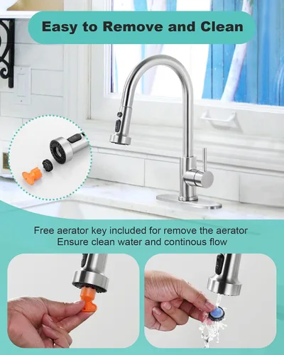 Miniatura 7 de Reemplazo de Cabezal de Grifo Extraíble: Reemplazo de Cabezal de Rociador de Grifo de Cocina de 3 Funciones con 9 Adaptadores - Cabezal de Grifo