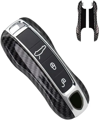 SANRILY Funda de Reemplazo para Llavero de Fibra de Carbono Textura para Porsche Cayenne 911 Taycan Panamera 2020, Entrada sin Llave, Llavero Remoto
