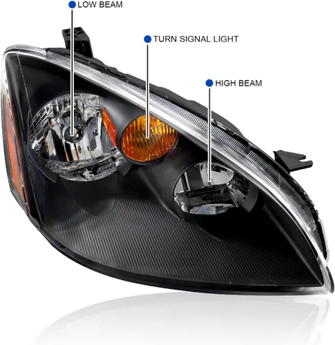 Miniatura 4 de SPEC-D TUNING Jdm - Faros delanteros transparentes negros con reflector ámbar, compatible con Nissan Altima L+R 2002-2004