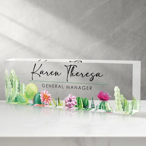 Miniatura 19 de Placa de identificación personalizada para escritorio - Accesorio de acrílico (Orquídea mariposa rosa)