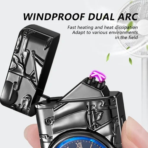 Miniatura 2 de BABOBIU Encendedor eléctrico de plasma, recargable, resistente al viento, sin llama, con carga rápida USB, encendedor de velero, regalo para el día