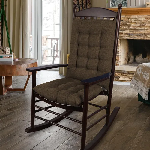 Miniatura 12 de ELFJOY Cojín extragrande para silla mecedora, de lino grueso, para respaldo y asiento, juego de 2 piezas con lazos