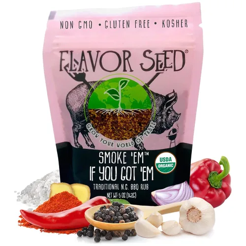 Rub orgánico para barbacoa – Smoke Em If You Got Em by Flavor Seed, Carolina del Norte, condimento dulce y picante sin gluten para asar costillas,