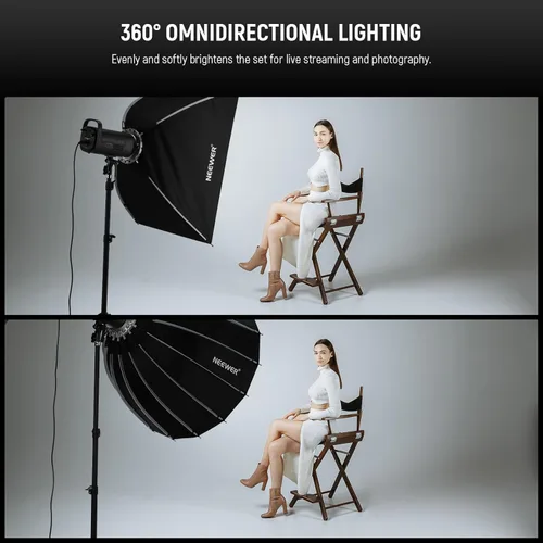 Miniatura 3 de NEEWER 35.4"/90cm Parabolic Softbox Bowens Mount, liberación rápida con difusores/rejilla/bolsa para iluminación continua de video CB60 CB200B MS60