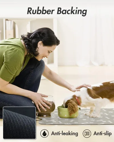 Miniatura 6 de MontVoo Tapete de comida para perros, tapete de alimentación de mascotas para alimentos y agua, dispensador sin manchas, de secado rápido, tapete