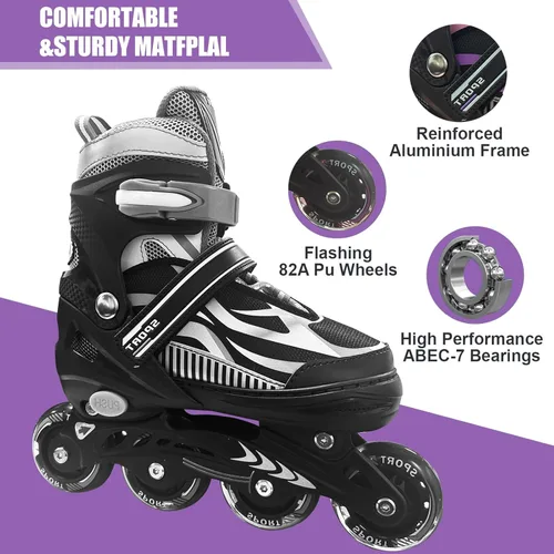 Miniatura 2 de Patines en línea ajustables para niños y niñas de 4 a 16 años, todas las 8 ruedas de los patines en línea se iluminan, patines en línea para niños