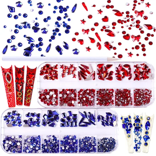 Miniatura 8 de 1620 diamantes de imitación para uñas color negro azabache con parte trasera plana, diamantes de imitación rojos para uñas, cuentas redondas, gemas