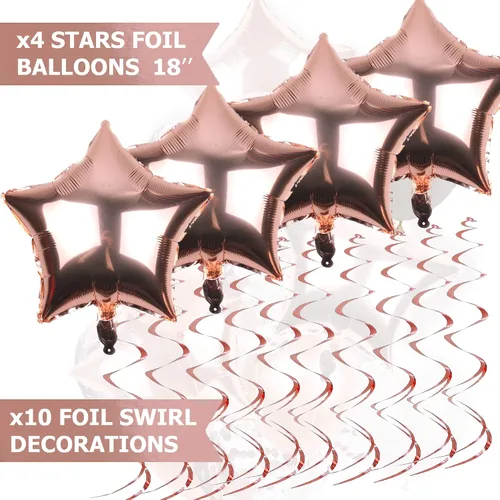 Miniatura 2 de Suministros de fiesta de oro rosa (juego de decoraciones de fiesta de oro rosa con globos)