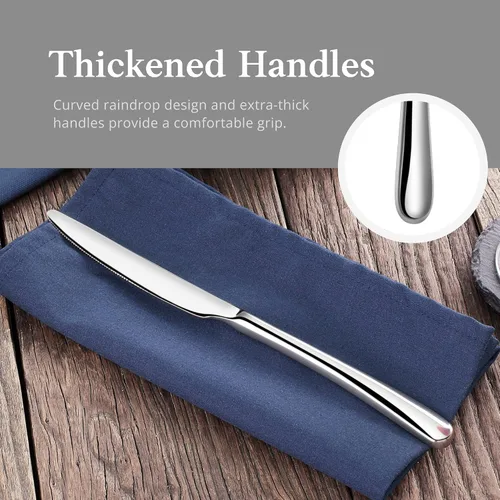 Miniatura 7 de Artaste Rain II - Cuchillo de cena forjado de acero inoxidable 18/10, juego de 12, 9.5 pulgadas