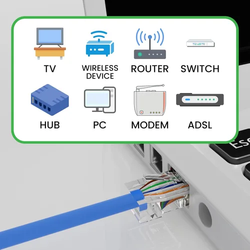 Miniatura 9 de CableGeeker Paquete de 100 conectores RJ45 Cat 6, conectores de crimpado de cable Ethernet UTP de extremos Cat6 chapados en oro, compatibles